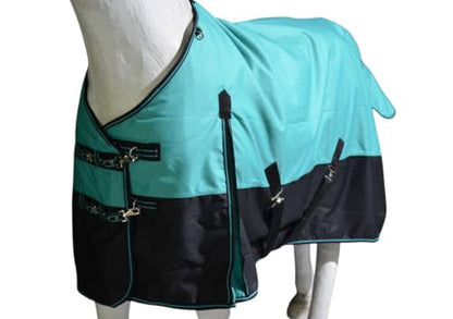 1200D Waterproof Medium Weight Poly (250g Fill) Horse Winter Turnout Blanket with Standard Neck AT010002TQ-63 - color: TURQUOISE, size: 63"