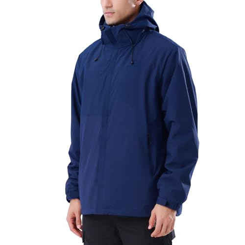 CAMEL CROWN Men's Ski Jacket 3 in 1 Waterproof Winter Jacket Snow Jacket Windproof Hooded with Inner Warm Fleece Coat - color: Blue B612, size: Medium