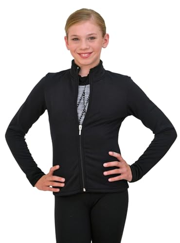 ChloeNoel Figure Skating Solid Polar Fleece Fitted Jacket by Polartec J11 - color: Black, size: Small