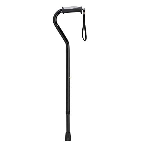 Drive Medical Adjustable Offset Handle Cane with Gel Hand Grip, Black | Offset Handle Cane Features Comfortable Gel Hand Grip and Adjustable Height for Custom Everyday Fit - color: Black, size: 1 Count (Pack of 1)