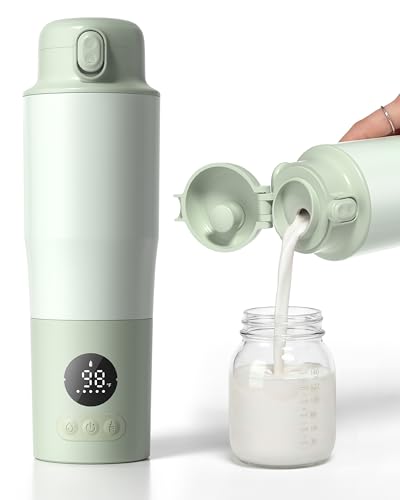 Portable Bottle Warmer for Travel – 3.94” Wide Mouth for Easy Cleanup, Dual Modes for Breast Milk & Water, Precise Temp & Long Battery Life, Ideal Baby Essentials for New Moms & Outdoor Use