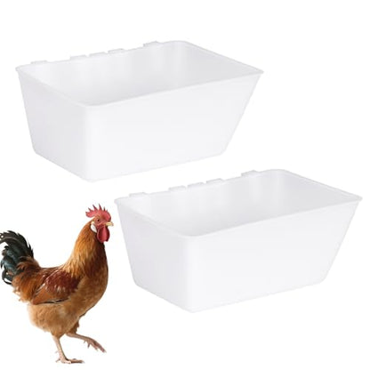 2 Pack Chicken Feeder Waterer 2.5 Quart Hanging Poultry Feeders Trough - color: White