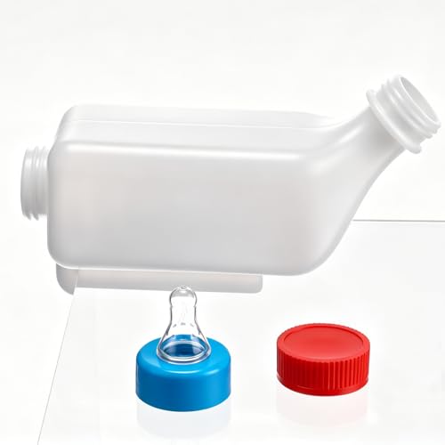 2 Sets Lamb Goat Feeding Bottles with Silicone Nipples, Thickened Heavy Duty Upside Down Hanging with Measurement Marks, Livestock Nursing Bottle for Lamb Goat Fawn Puppies Farm Use (800ml) - size: 800ml