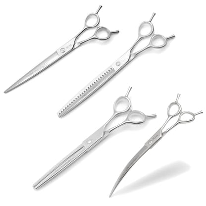 Chris Christensen Classic Series Grooming Shears, Full Set of Shears With Case, Groom Like a Professional, Any Skill Level, Made From 440C Japanese Steel - size: 7-8.5 inch Set of all 4 Shear Types