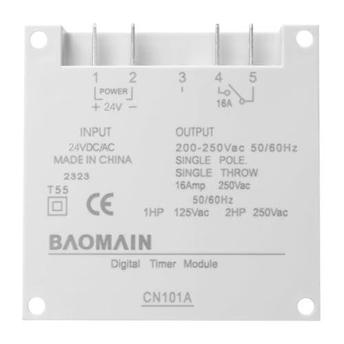 Baomain Time Switch Relay with 4 x Terminal Cable,Digital LCD Programmable Timer,24V DC/AC Input,200-250V 16A Output,28 Programs Daily/Weekly Schedule,CN101A for Lighting and Equipment Control - size: Timer with Terminal Cable
