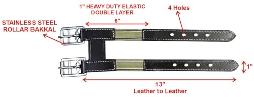 Majestic Ally Leather Girth Extender with Heavy-Duty Elastics, Durable, Flexible - color: Chestnut