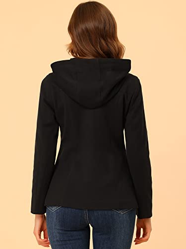Allegra K Womens Casual Winter Peacoat Hooded Button Toggle Duffle Coats - color: Black, size: Small