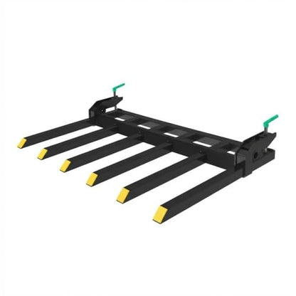 Clamp-On Debris Forks for 60" Loader Bucket – 4000 lbs Heavy Duty Pallet Fork Attachment – Sturdy Steel Construction – Fits Skid Steer/Tractor – Yellow