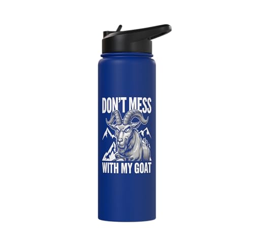 Don´t Mess With My Goat Cute Coat Pygmy Goat Farmer Stainless Steel Insulated Water Bottle - color: Royal Blue