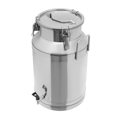 Milk Can with a Faucet,Large Liquid Container Storage,Stainless Steel Milk Bucket With Sealing Lid and Carry Handle,for Wine, Oil Storage Transport (40L/10.6 Gal,w/Faucet) - size: 40L/10.6 Gal,w/Faucet