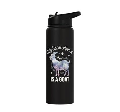 My Spirit Animal Is A Coat Cute Coat Pygmy Goat Farmer Stainless Steel Insulated Water Bottle - color: Black
