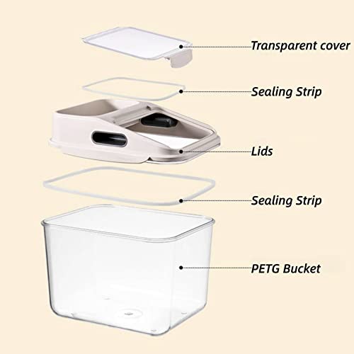 Fhiny 5.5LB Dog Food Storage Container, Airtight Pet Treat Bin Translucent Dry Food Grain Storage Barrels Sealed Bucket Moisture-Proof Plastic Cat Puppy Food Bin with Seal Locking Lid Keep Fresh - size: M:11.4"L x 7.8"W x 7.2"H