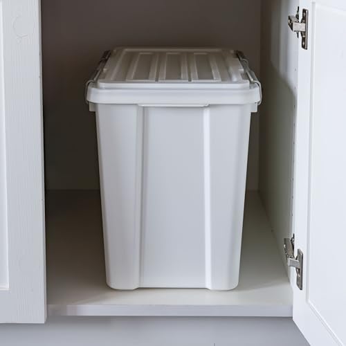 IRIS USA Dog Food Storage Container, Up to 30 lbs, White, Made in USA - color: White/Gray