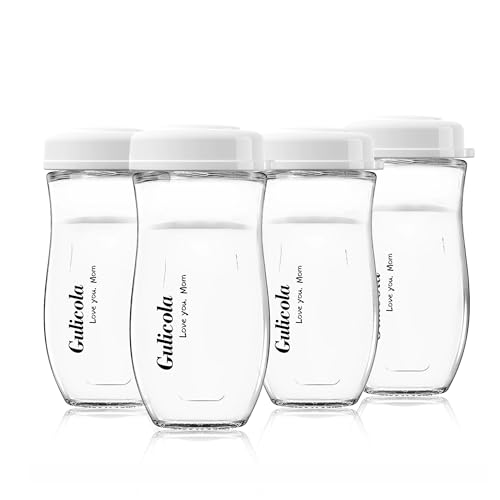 Gulicola Glass Baby Breastmilk Storage Bottles 8 oz, Wide Neck Breastmilk Collection Bottles, 4 Pack - White - size: 1 Count (Pack of 4)