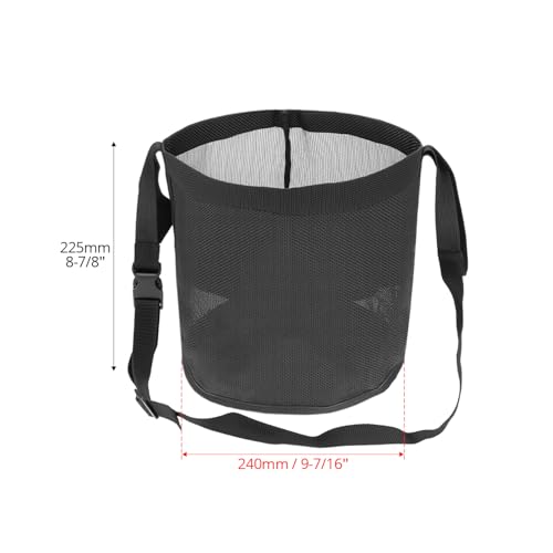 QWORK Horse Feed Bag Grain, Black PVC Mesh Horse Feeder with Adjustable Strap, (Fits Small to Full-Sized Horses)