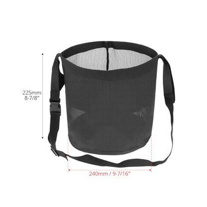 QWORK Horse Feed Bag Grain, Black PVC Mesh Horse Feeder with Adjustable Strap, (Fits Small to Full-Sized Horses)