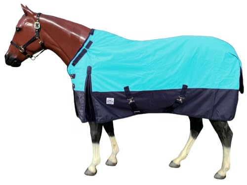 1200 Denier Mid Weight Waterproof Turnout Blanket w/Adjustable Neck - color: Blue - Black, size: 78
