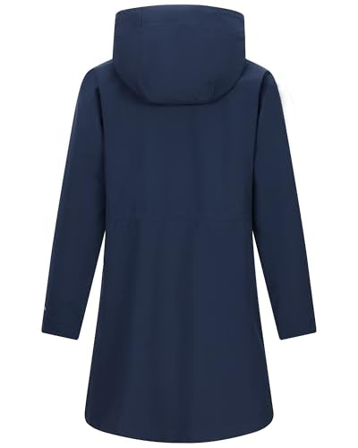 33,000ft Women's Waterproof Rain Jackets Long Rain Coats with Hood - color: Navy Blue, size: Large