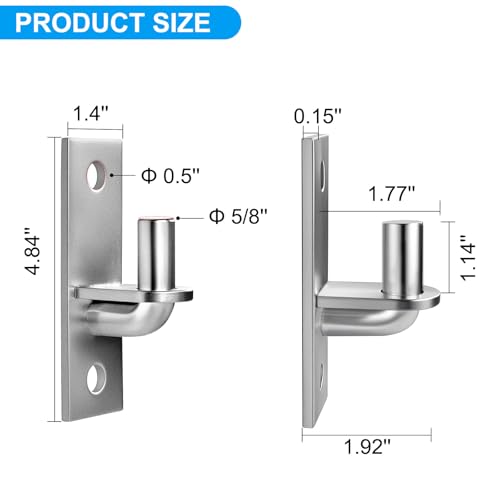 Wall Mount Gate Hinges, 2 Pack Farm & Chain Link Gate Hinges with 5/8" Hinge Pin, Heavy Duty Wall Plate Hinges for Fence Posts(Screws Not Included) - size: 2 Pack (2 pcs)