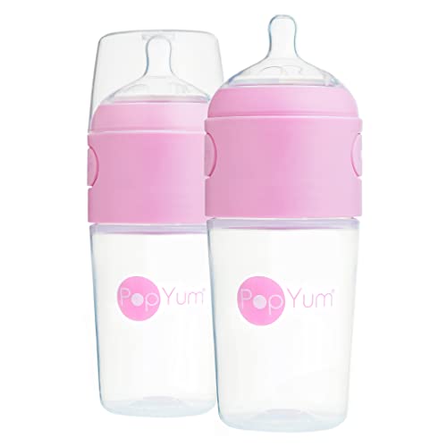 PopYum 9 oz Pink Anti-Colic Formula Making Baby Bottles, 2-Pack - color: Pink, size: 9 Ounce (Pack of 2)