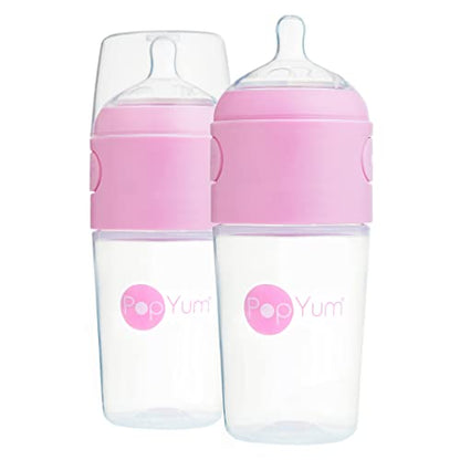 PopYum 9 oz Pink Anti-Colic Formula Making Baby Bottles, 2-Pack - color: Pink, size: 9 Ounce (Pack of 2)