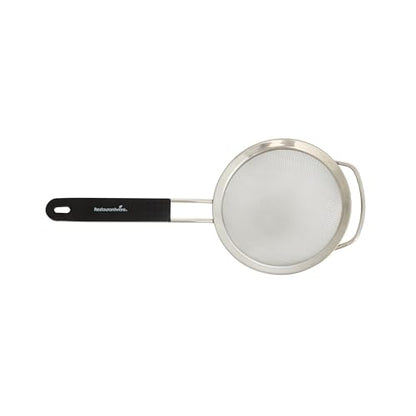 Restaurantware Fine Mesh Strainer 1 Count 12.6" x 5.5" x 2.3" with Silicone Handle Stainless Steel Extra Fine Mesh Strainer Heat-Resistant Handle Dishwasher-Safe for Rice, Quinoa, Pasta - size: Standard, Extra Fine Mesh-5 1/2"