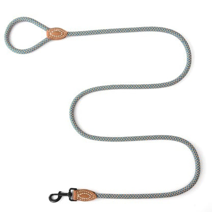 Mile High Life Dog Leash with Genuine Leather-Wrapped Ends, 4/5/6FT - color: Peacock Blue, size: 48 Inch-1/2"