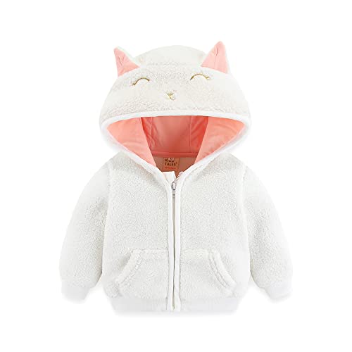 Newborn Infant Baby Boys Girls Cartoon Fleece Hooded Jacket Coat with Ears Warm Todder Kids Outwear Coat Zipper Up 0-6Y - color: White, size: 6-9 Months