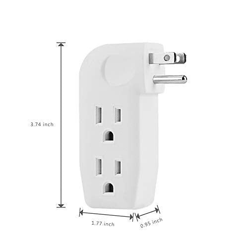 3 Way Outlet Vertical Wall Tap Splitter Adapter with 3 Prong Plug. - color: white/1PK