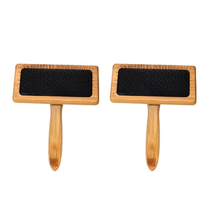 2 Pieces Wooden Carding Brushes Needle Felting Cleaner Comb with Handle - color: Large