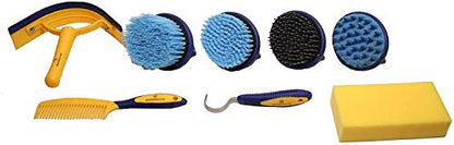 Derby Originals 9Piece Horse Grooming Set with Matching Nylon Carry Bag - Available in 8 Fun Colors, Grey & Black - color: Grey/Black
