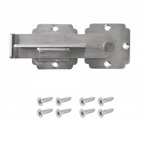 Flip Gate Latch Lock with Padlock Hole, Heavy Duty Stainless Steel Door Latch for Outdoor Wooden Fence, Swing Open Gate, Double Gate, Barn Door, Shed, Vinyl Fence, Yard (Silver (1 Pcs)) - color: Silver (1 Pcs)