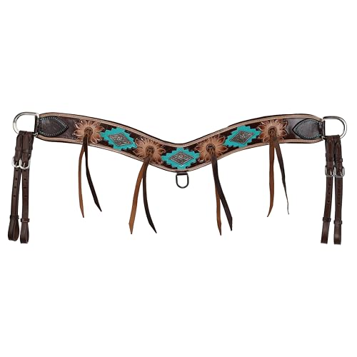 Showman Aztec Bloom Browband Leather Headstall & Breast Collar Set