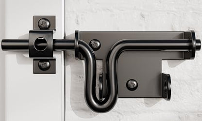 Hillmaster Slide Bolt Gate Latch for Wooden Fence Door Lock With Padlock Hole, Heavy Duty Sliding Lock, Black Barrel Bolt Latches Hardware for Wood Vinyl Fence Barn Shed - size: 1 Pack