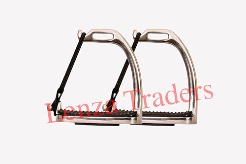 Peacock Silver Polish Safety Stirrups Horse Riding S Steel with Treads, Horse Stirrups, Equestrian Peacock Safety Stirrups for Adults/Childerns - size: 4.25" inch