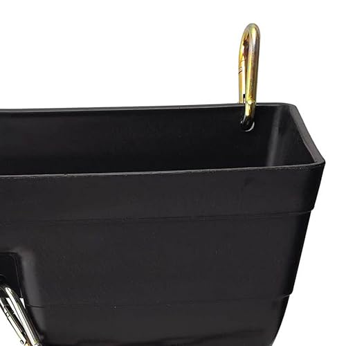 Little Giant FF16BLACK 9 Quart Heavy Duty Plastic Feed Trough Bucket Fence Feeder with Clips for Livestock & Pets, Black (6 Pack)