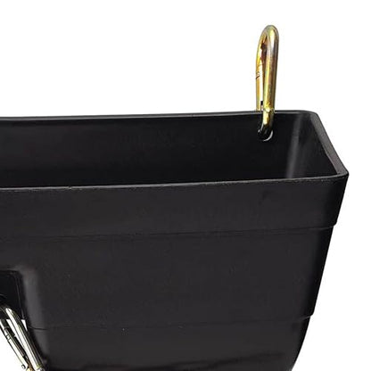 Little Giant FF16BLACK 9 Quart Heavy Duty Plastic Feed Trough Bucket Fence Feeder with Clips for Livestock & Pets, Black (6 Pack)
