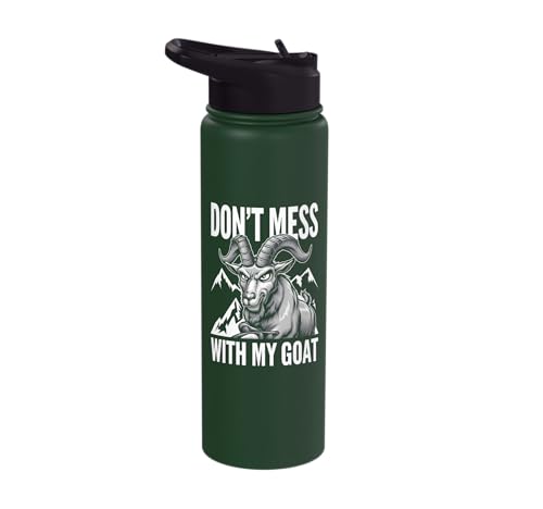 Don´t Mess With My Goat Cute Coat Pygmy Goat Farmer Stainless Steel Insulated Water Bottle - color: Dark Green
