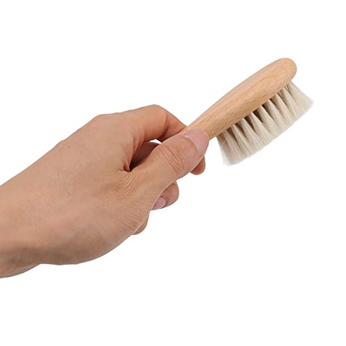 Baby Hair Brush Set, Natural Goat Hair Bristles Gentle on Scalp, Double Sided Comb, Newborn Scalp Massage Tool, Soft and Non-Irritating for Sensitive Skin, for Newborns Toddlers Ba