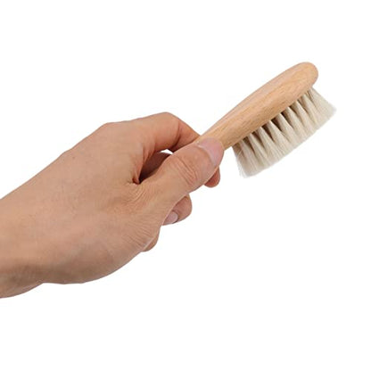 Baby Hair Brush Set, Natural Goat Hair Bristles Gentle on Scalp, Double Sided Comb, Newborn Scalp Massage Tool, Soft and Non-Irritating for Sensitive Skin, for Newborns Toddlers Ba