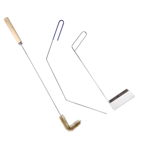 3 PCS Fryer Cleaning Tools with Deep Fryer Brass L-Shaped Brush, Deep Fryer Crumb Scoop, Deep Fryer Cleanout Rod for Restaurants, Air Fryers, Deep Fat Fryers - color: 3pcs Cleaning Tools