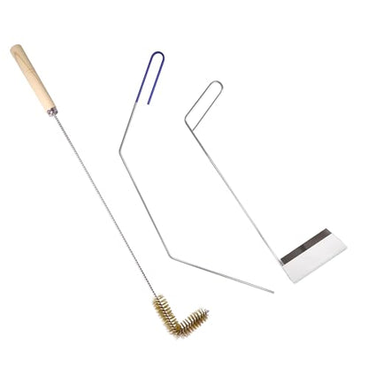3 PCS Fryer Cleaning Tools with Deep Fryer Brass L-Shaped Brush, Deep Fryer Crumb Scoop, Deep Fryer Cleanout Rod for Restaurants, Air Fryers, Deep Fat Fryers - color: 3pcs Cleaning Tools