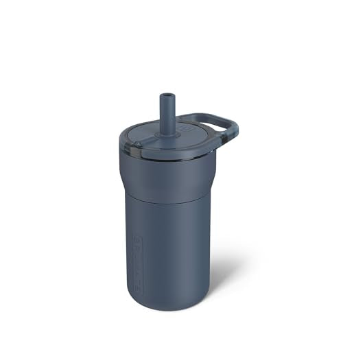 BrüMate Leap 12oz 100% Leakproof Kids Tumbler with Handle and Silicone Soft Straw | Drop Resistant Silicone Sleeve | For Kids 4+ | Insulated Stainless Steel | Cup Holder Friendly | (Nightfall Blue) - color: Nightfall Blue