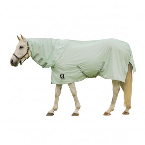 Equinavia Brisk Mesh Horse Fly Sheet with Neck Coverage, UV Protection - color: Misty Jade, size: 81 in