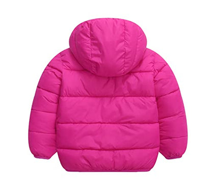 Happy Cherry Boys Girls Winter Thick Jacket Warm Fleece Fur Lining Zipper Hooded Windproof Coat Outwear for 1-7 Years - color: Rose Pink, size: 9-18 Months