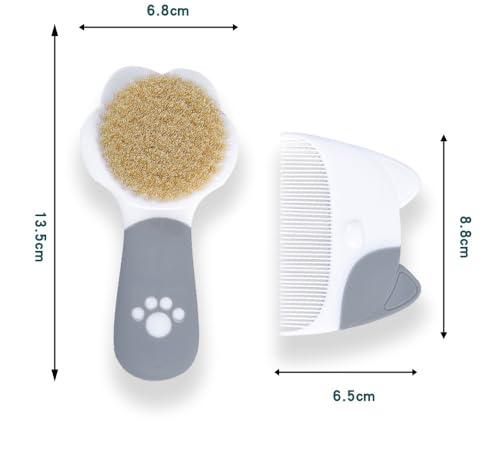 Baby Hair Brush Set, Natural Soft Goat Hair Brush and Comb for Newborn Toddler, Gray