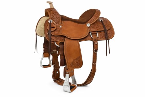 CHALLENGER Western Horse Tack Aluminum Engraved Rubber Grip Saddle Stirrups 5176
