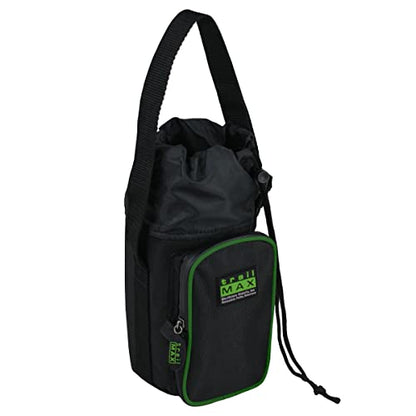 TrailMax 500 Series Water Bottle Carrier Horse Saddlebag for 1-Liter Stainless Steel Water Bottle, Insulated & Padded, 1680-denier Ripstop Nylon - color: Black with Green Piping