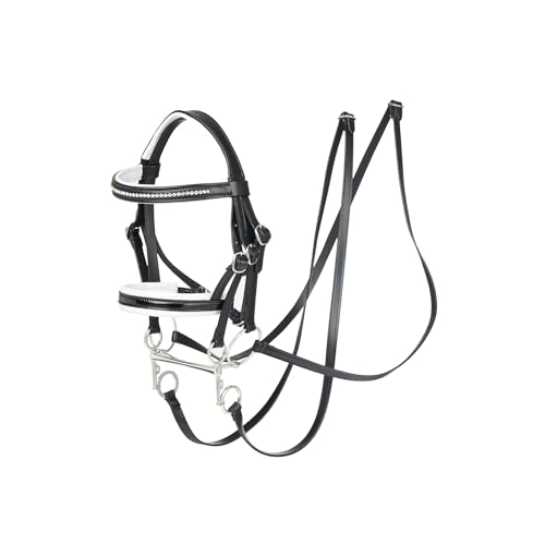 LeMieux Hobby Horse Double Bridle Black - Leather with Functional Buckes - Two Sets of Reins and Two Bits - Educational Toy - Suitable for Ages 8+