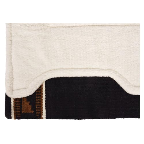 Dura-Tech Performance Western Horse Saddle Pad | Hand-Woven Acrylic with Moisture-Wicking Fleece | 3/4" Felt Interior | Classic Native Design | 34" x 36" - color: Black/White/Green